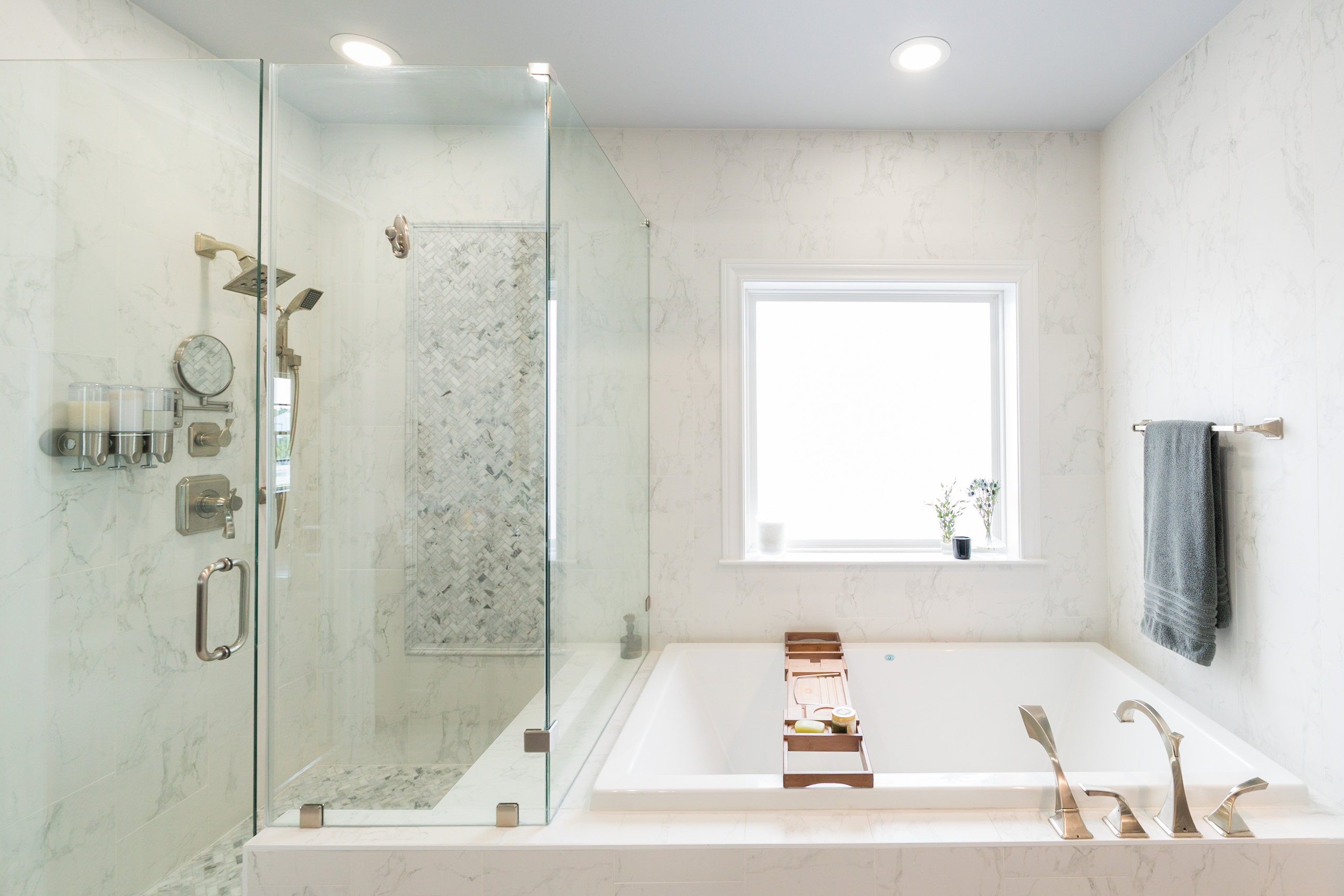 Marble shower bathroom Houston — Matt Baker Contracting